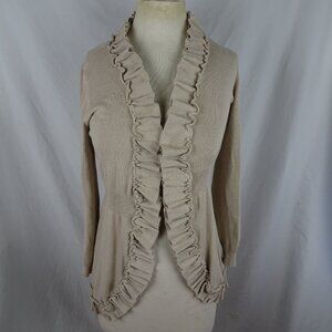 Carolyn Taylor Women Ruffled Cardigan Sweater Size M